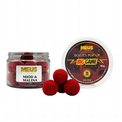BIG GAME Boilies Pop Up Med - Malina 18 mm